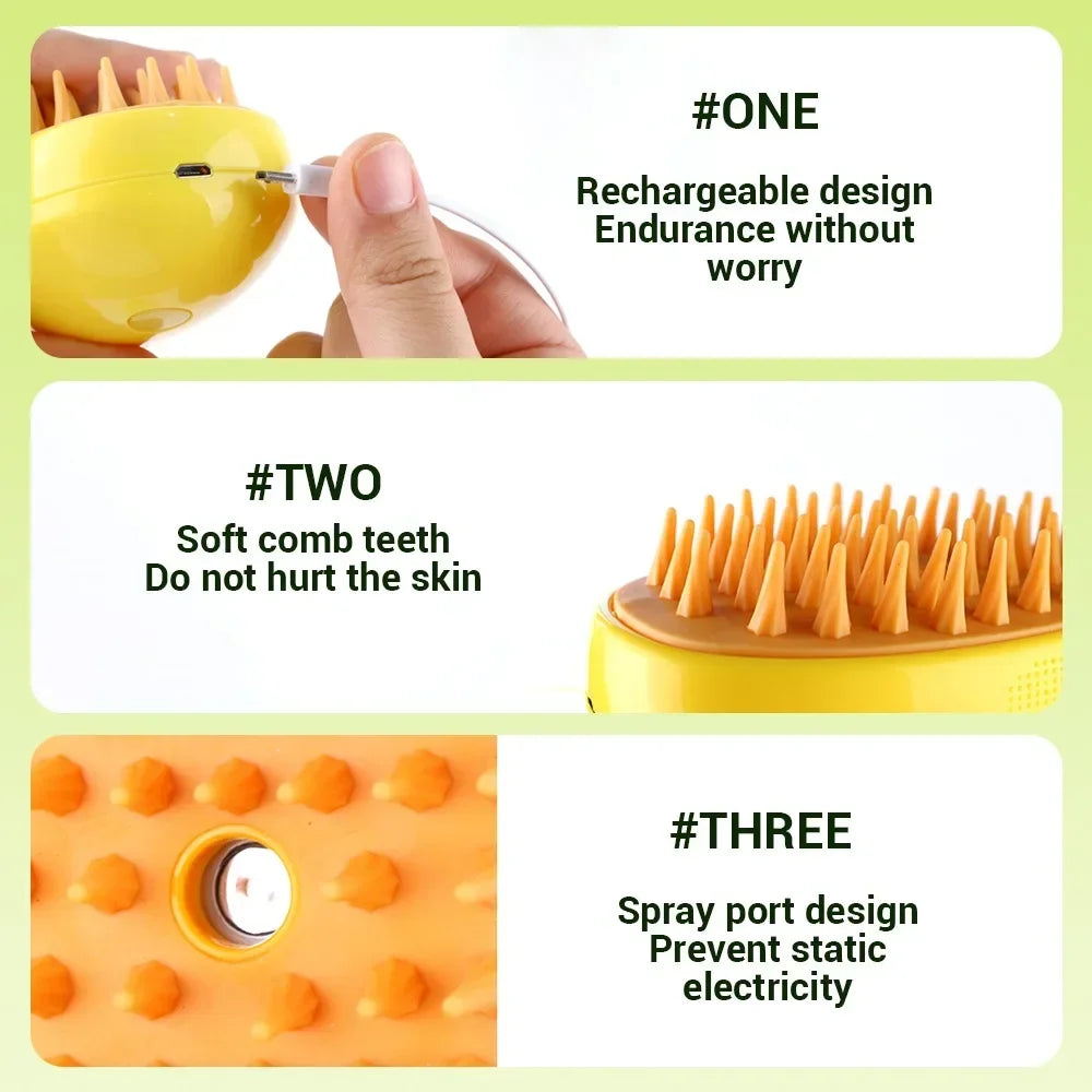 Premium Steam Pet Brush for Dogs & Cats