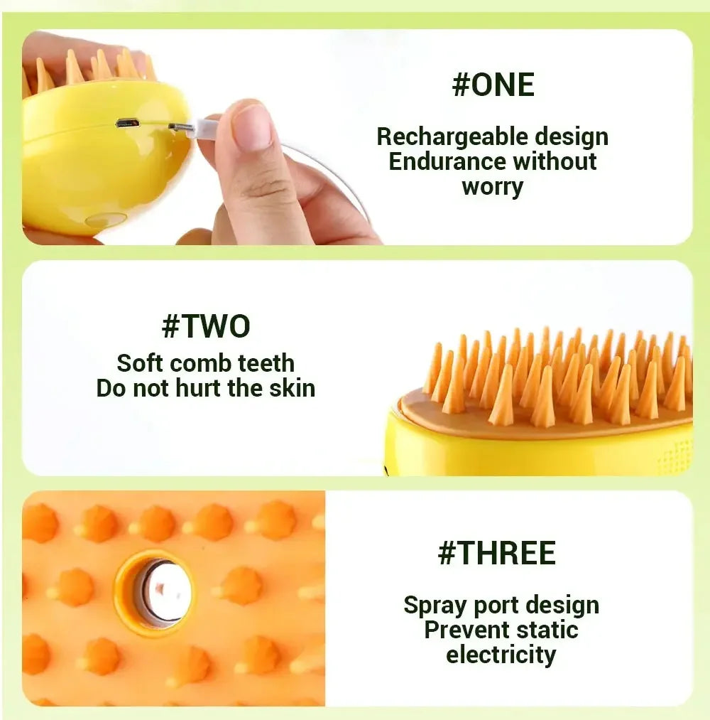 Premium Steam Pet Brush for Dogs & Cats